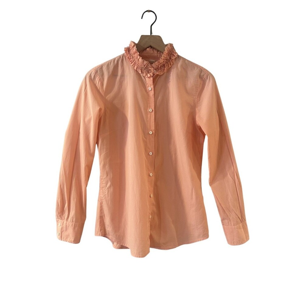 J. Crew Peach Ruffle Collar Button Down Blouse